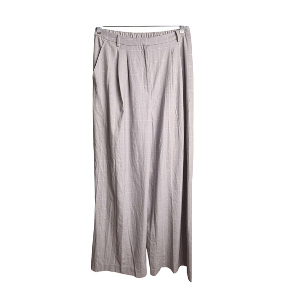 Nordstrom Rack Pants - Womens Windowpane Plaid Trousers M Grey Office Workwear Wide Leg Pants Preppy